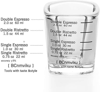 Shot Glasses Measuring cup Liquid Heavy Base Glass Wine Glass Espresso Shot Glass Measurement 2 OZ / 60ML Glass Set for Whiskey, Tequila, Vodka Birthday Gifts Women Men,(Square-4pack)