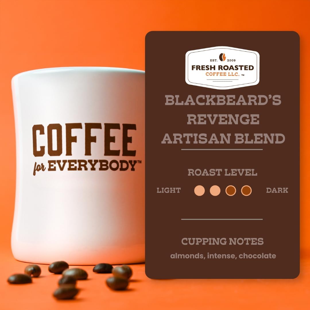 Fresh Roasted Coffee, Blackbeard's Revenge, 2 lb (32 oz), Medium Roast, Kosher, Ground