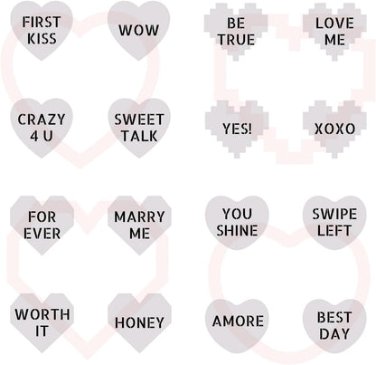 Mini Heart Conversation Cookie Cutter and Stencil Set Bundle Family Love Bakery Cutter Valentine Stencils DIY Bakery for Wedding Holiday and Lover Kids Painting Coloring Pages Comb (Mini Heart)