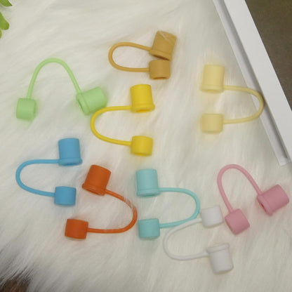 Straw Toppers for Stanley, Straw Cover Caps for 10mm/0.39inch diameter straws 30OZ/40OZ Stanley Tumblers, Food Grade Silicone. (5pcs-Basics-Green)