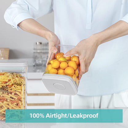 Ankou Food Airtight Containers (1500ml) 1.5 Qt Pop Up Food Formula Container With Lids, Bpa-Free One Button Open Stackable Container for Coffee Tea Brown Sugar Cereals - 8 Labels - Clear