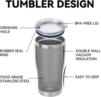 DOMICARE 20oz Tumbler with Lid Stainless Steel Tumblers Bulk, Double Wall Vacuum Insulated Coffee Travel Mug, Stainless Steel
