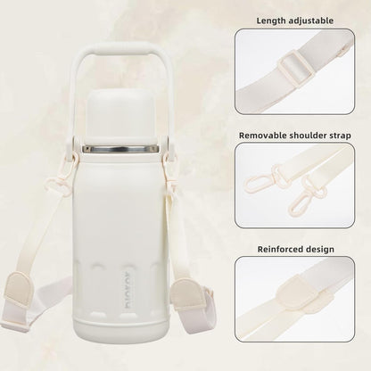 BJPKPK Insulated Water Bottle Leak Proof 27oz Stainless Steel Water Bottles with Handle and Lid Travel Metal Thermos,Beige