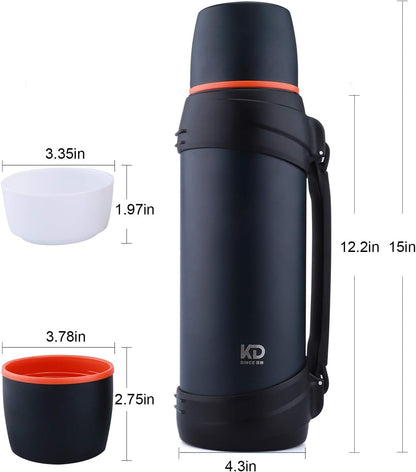 85oz Large Coffee Thermoses for Travel - Insulated Water Jug Classic Vacuum Bottle with Plastic Cup - Stainless Steel Thermos for Hiking Fishing