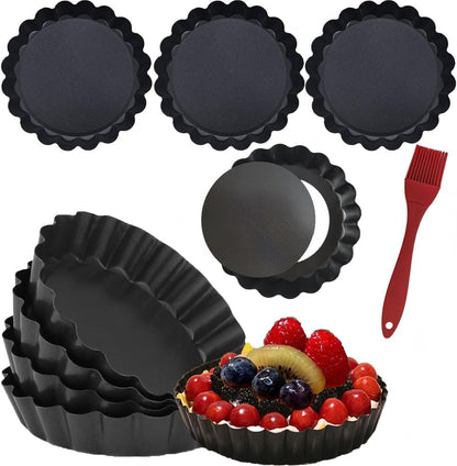 DATANYA 12Packs Mini Tart Pans 4 Inch Tart Pan Removable Bottom Round Nonstick Quiche Pan, Heavy Duty Fluted Side for Pies, Mousse Cakes, Dessert Baking