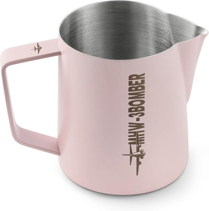 MHW-3BOMBER Milk Frothing Pitcher 16.9oz/500ml Espresso Steaming Pitcher Stainless Steel Frothing Cup Capuccino Latte Art Pitcher, Pink P5017-OS