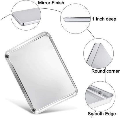 TeamFar Baking Sheet with Cooling Rack, Stainless Steel Half Size Cookie Sheet Pan and Baking Rack Set, 20’’×14’’×1’’, Non Toxic & Rust Free, Thick & Heavy Duty, Mirror Finish & Dishwasher Safe