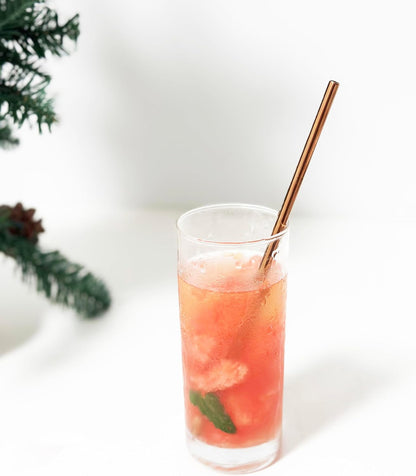 10 Pcs Stainless Steel Straws, Reusable Drinking Straws, 5 Straight + 5 Bent Metal Straws Set With 2 Pcs Cleaning Brushes (Rose Gold, 10.5 Inch)