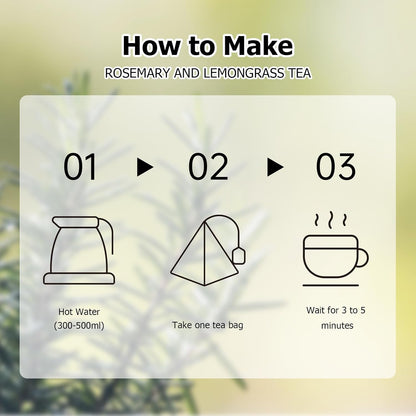 HANFANGLING Rosemary Lemongrass Herbal Tea - 20 Tea Bags, Natural Blend of Rosemary & Lemongrass, Caffeine-Free, Refreshing & Uplifting, Relaxation & Digestion