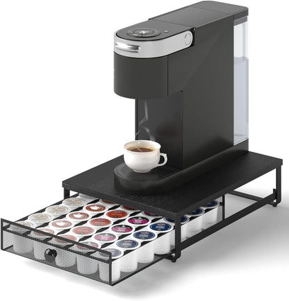 K Cup Organizer, Coffee Pod Holder Drawer, Under Brewer Storage Organizer with Sliding Drawer holds up to 35 K-Cup Pods, No Assembly Needed, Black