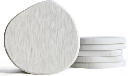 Instant Dry Stone Absorbent Diatomite Coaster Set of 6 for Drinks Wine Coffee, Modern Unique Cup Diatomaceous Earth Coasters for Coffee Table Office Desk, White