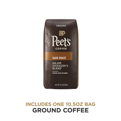 Peet's Coffee, Dark Roast Ground Coffee - Major Dickason's Blend 10.5 Ounce Bag