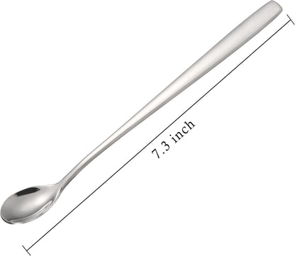 Stainless Steel Iced Tea Spoons Set of 6 Cocktail stir sticks Spoons Bar Spoon for Cold Drinks