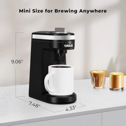 CHULUX Single Serve Coffee Maker for K Capsule and Ground Coffee, Single Cup Coffee Machine, Black