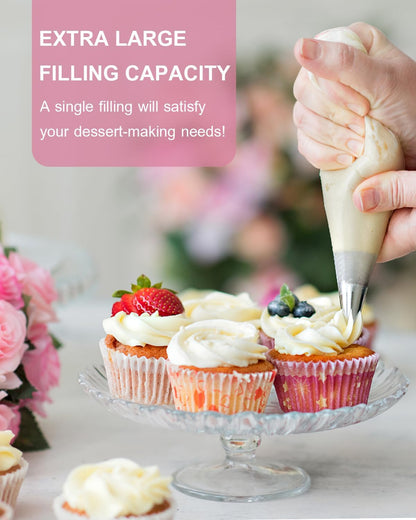 18/21/24 Inch Large Piping Bags Disposable, 100 Pieces Icing Bags, Tipless Piping Bags, Thickened Pastry Bags, Non-Slip & Anti-Burst, Frosting Piping Bags for Cakes Cookies Decoration