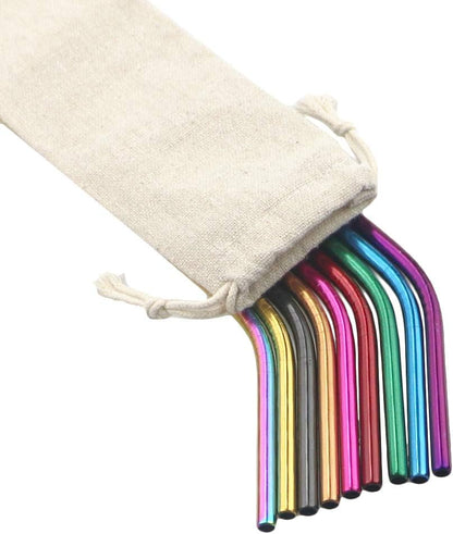 Gugrida Metal Straws Stainless Steel Straws 8.5" Drinking Straws Reusable 3 Set - Ultra Long Muti Color-Cleaning Brush for 20/30 Oz for Trail Tumblers Yeti RTIC SIC Ozark (2 Straight|1 Bent|1 Brush）