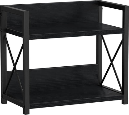 Giikin Kitchen Counter Shelf, 2 Tier Kitchen Spice Rack Organizer for Countertop, Wood Coffee Bar Organizer for Home (Black, S)