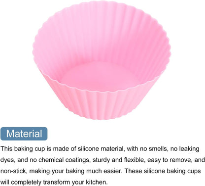 uxcell 36Pcs Silicone Cupcake Liners, Non-Stick Baking Cups, for Cooking Eggs, Baking Muffins and Make a Cake(Pink)