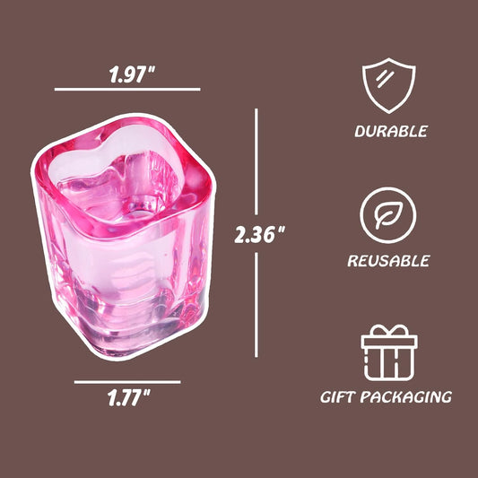 Shot Glasses, 2oz Heavy Base Set of 6 - Pink, Heart Shaped, Square - Cute Bar Cart Accessories