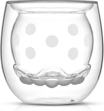 JoyJolt Mickey Pants and Minnie Skirt 3D 7.4oz Double Wall Glass Coffee Cups Set of 2, Disney Coffee Mug, Espresso and Tea Cups, Collection of Double Wall Glasses, Disney Gifts