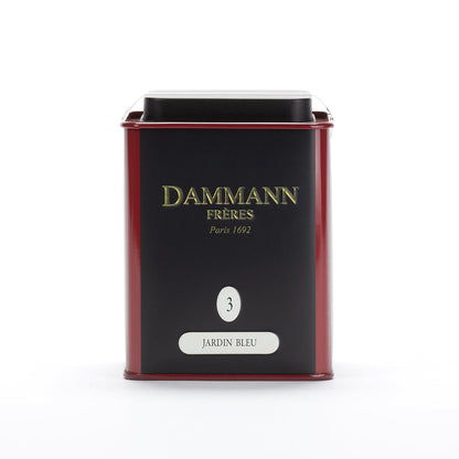 Dammann Freres Loose Leaf, Jardin Bleu, Premium Gourmet French Black Tea, Blend Strawberry, Rhubarb Flavors, 3.52 Ounce Tin