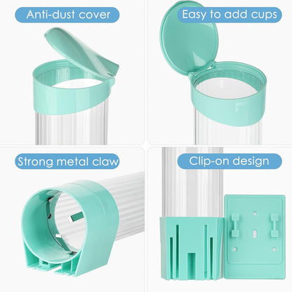 Medium Pull Type Cup Dispenser, Paste or Screw Plate Mountable Cups Holder, Fits 5oz - 7oz Cone or Flat Bottom Cups, 16” Tube Length, Mounting Water Dispenser Cooler or Wall (Medium, Green)