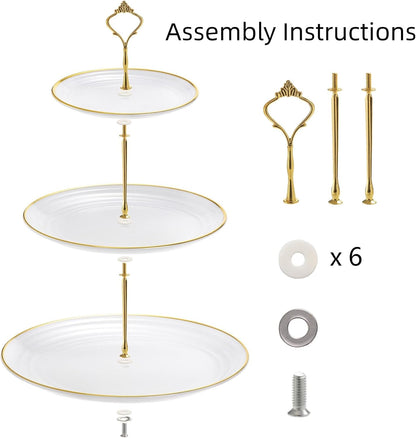 Goaste 3 Pack Tiered Cupcake Stand, Plastic Cupcake Stand Tower, 3 Tier Round Shape Dessert Serving Tray, White Cookie Candy Buffet Stand for Tea Party, Baby Shower, Wedding, Birthday, Christmas