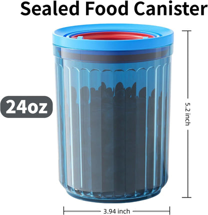 Small Airtight Ground Coffee Canister Storage Container with Lids BPA Free Plastic for Coffee Beans Patented Pull Snap Lock Sealed Design Blue 24oz