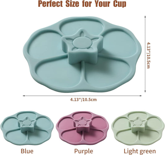 Petal Silicone Cup Covers (Set of 3) ， Multicolored Silicone Lids for Mugs, Cups, Tea Pots,Flexible Mug Covers，Hot Cup Lids for Coffee & Tea