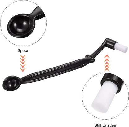 MECCANIXITY Coffee Machine Brush with Spoon, 8.23" Length Nylon Elbow Black for Cleaning Espresso Machines, Grinders Pack of 4