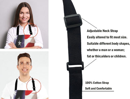 USA Flag Kitchen Cooking BBQ Chef Apron,Amercan Flag Apron for Men, Women - Dad Presents, Presents for Men - Birthday, Mothers Day Presents for Mom, Wife, Husband, Brother, Friends