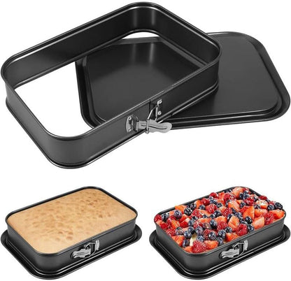 HEAVYSEVEN Removable Bottom Rectangle Cake Pan - Carbon Steel Cheesecake & Torte Baking Pan with Detachable Base