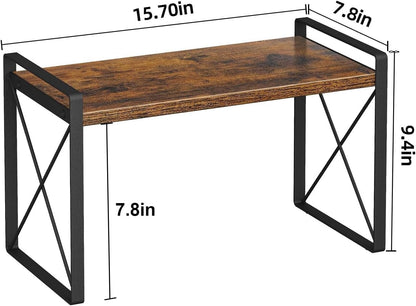 Giikin Countertop Shelf Organizer, Cupboard Stand Spice Rack, Retro Style Cabinet Shelf for Pantry, Kitchen, Bathroom, Reading Room, Bedroom to Save Space (7.8" D x 15.7" W x 9.4" H, Rustic Brown)