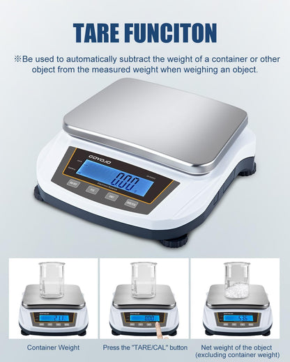 GOYOJO Digital Analytical Balance and Lab Scale, 5000g Capacity, 0.01g Precision, Stainless Steel, Multi-Unit (g/oz/ct/lb) for Jewelry, Kitchen, and Lab – Reliable, Accurate, Easy to Use, Black Panel