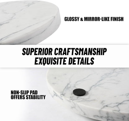 Koville Brazilian Natural Marble Cutting Board for Kitchen, 11inch Round Hand Crafted Marble Slab for Cheese, Charcuterie, Pastry Board - Wedding Gift, House Warming Gift(Maldivi)