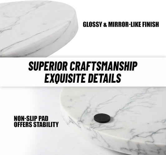 Koville Brazilian Natural Marble Cutting Board for Kitchen, 11inch Round Hand Crafted Marble Slab for Cheese, Charcuterie, Pastry Board - Wedding Gift, House Warming Gift(Maldivi)