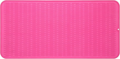 Silicone Dish Drying Mat for Multiple Usage,Easy clean,Eco-friendly,Heat-resistant Silicone Mat for Kitchen Counter or Sink,Refrigerator or Drawer Liner Rose 5XL 36inches x 18inches