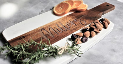 Personalized Marble and Wood Cutting Board Custom Cutting Board Charcuterie Board Christmas Anniversary Wedding Gift Bridal Shower Gift Engagement Gift Housewarming Gift