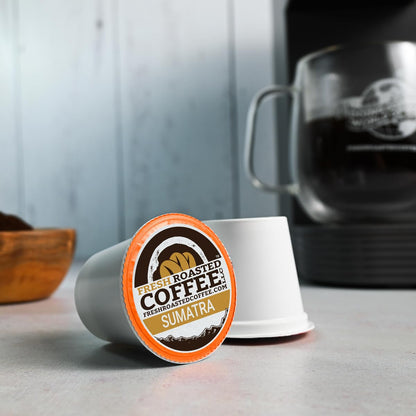Fresh Roasted Coffee, Sumatra Mandheling |100% Single Origin | Medium Roast, 96 Pods for K Cup Brewers