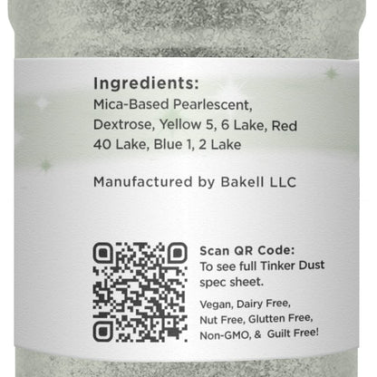 Silver Sage BAKELL Edible Glitter, 45 Grams | TINKER DUST Edible Glitter | KOSHER Certified | 100% Edible Glitter | Cakes, Cupcakes, Cake Pops, Drinks, Dessert Vegan Glitter & Dusts (45g Shaker, Silver Sage)