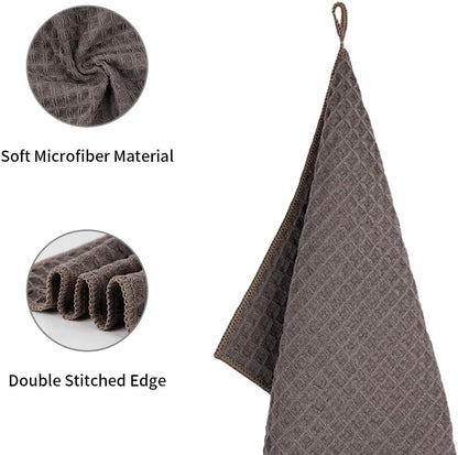 watchget Barista Micro Cloth 6 Pack, Microfiber Barista Cleaning Towels Microfiber Waffle Weave Kitchen Dish Cloth Coffee Bar Towel Coffee Machine Cleaning Cloth, Brown(12"x12")