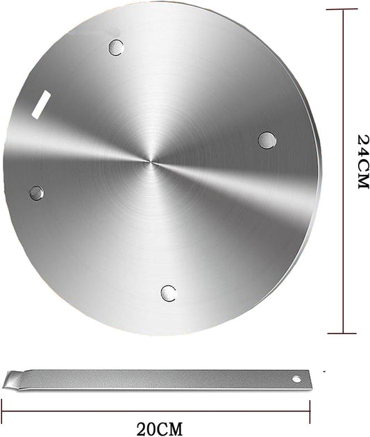 Heat Diffuser Plate, Grouarty Stainless Steel Cooking Induction Adapter Simmer Plate for Electric Gas Glass Cooktop Hob Ring, Induction Cooktop Converter Plate With Handle 9.45inch