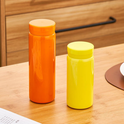10oz Mini Water Bottle Stainless Steel Thermos Small Flask - Insulated Vacuum, Leak Proof, Keeps Drinks Hot/Cold - Ideal for Coffee, Tea, Water - Orange