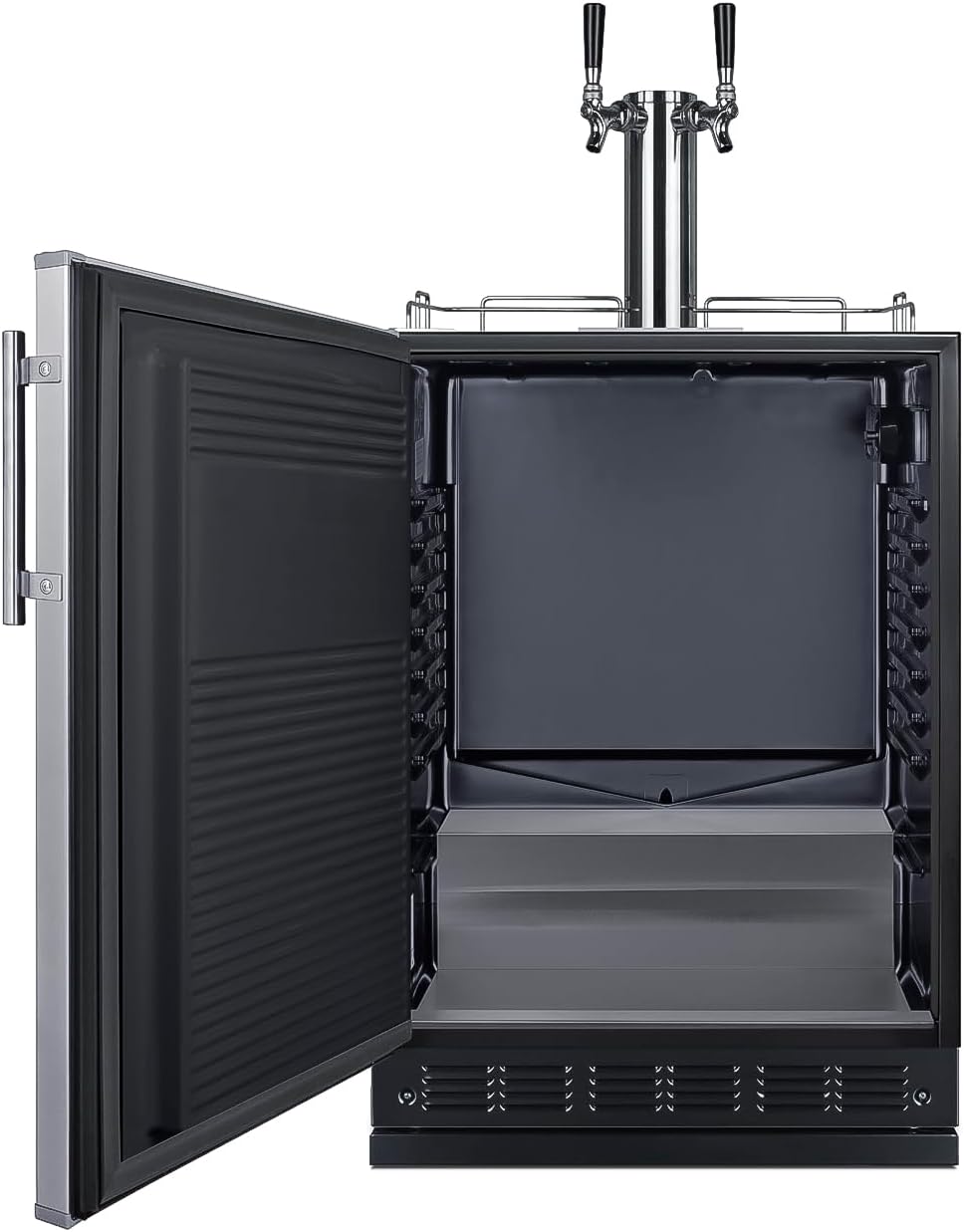 Summit Appliance 24" Wide Beer Kegerator/Refrigerator Combo, Black Interior, Caster Wheels, Residential/Commercial Use (LHD, Beer)