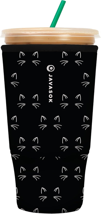 Sok It JavaSok Iced Coffee & Cold Soda Insulated Neoprene Cup Sleeve (Mystical Meows, XXLarge: 44-48oz)