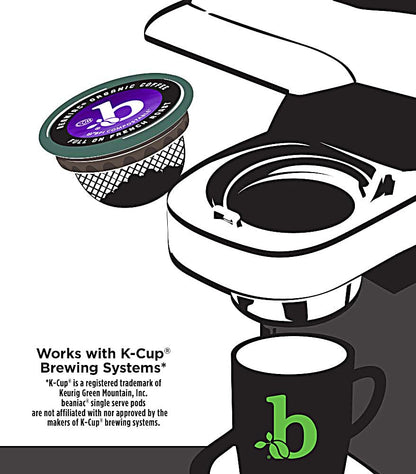 beaniac Organic Full On French Roast, Dark Roast, Single Serve Compostable K Cup Coffee Pods, Organic Arabica Coffee, Keurig Brewer Compatible, 30 Count