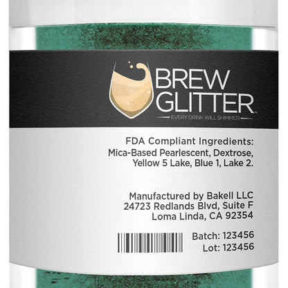 Dark Green BREW GLITTER Edible Glitter For Drinks, Cocktails, Beer, Garnish Glitter & Beverages | KOSHER & HALAL Certified | 100% Edible & Food Grade | Vegan, Gluten, Nut Free (25g, Dark Green)