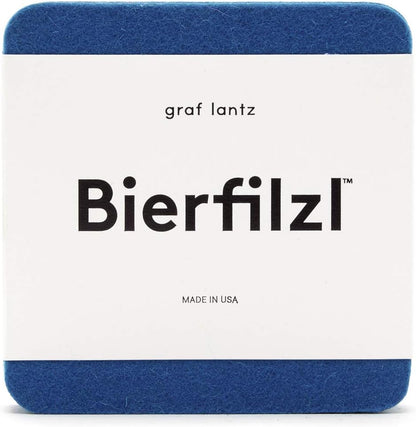 Graf Lantz - Bierfilzl Merino Wool Square Coasters Set of 4 - Happy (4"x4"x5mm) - Absorbs 30% of Weight - Natural German Wool - Heat Resistant, Sustainable, Reusable - Home Decor, Coffee Table Decor