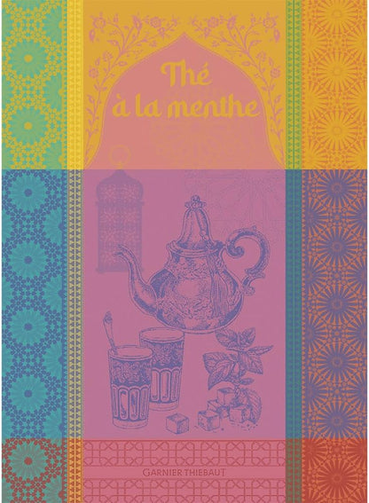 Garnier Thiebaut The Menthe Rose (Pink Mint Tea) French Kitchen Towel 22"x30", Cotton, Jacquard