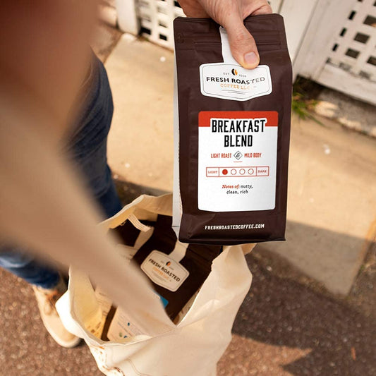 Fresh Roasted Coffee, Breakfast Blend, 2 lb (32 oz), Light Roast, Kosher, Ground 2 Pound (Pack of 1)